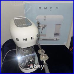 Smeg ECF02WHUK Retro White Coffee Espresso Maker 15 Bar Steam Wand Machine