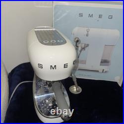 Smeg ECF02WHUK Retro White Coffee Espresso Maker 15 Bar Steam Wand Machine