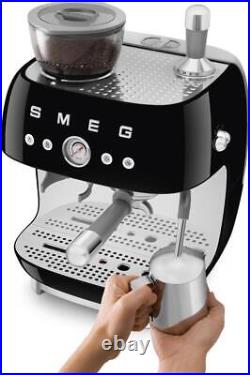 Smeg EGF03BLUK Espresso Coffee Machine with Grinder, Black, Used