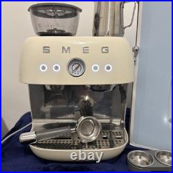 Smeg EGF03CRUK Espresso Coffee Machine with Grinder and Gloss Cream
