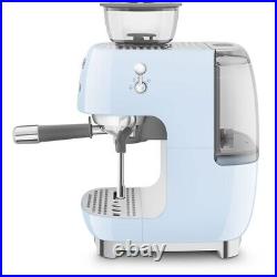 Smeg EGF03PBUK Espresso Coffee Machine with Grinder & 20 Bar Pump Blue Retro