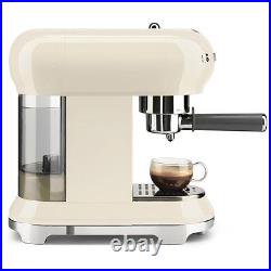 Smeg Espresso Coffee Machine In Cream 15 Bar ECF01CRUK + 2 Year Warranty