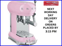 Smeg Espresso Coffee Machine In Pink 15 Bar ECF01PKUK + 2 Year Warranty