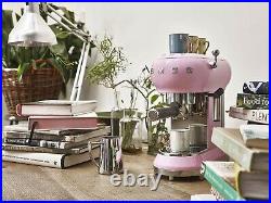 Smeg Espresso Coffee Machine In Pink 15 Bar ECF01PKUK + 2 Year Warranty