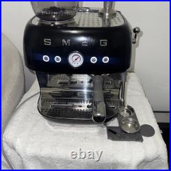 Smeg Espresso Coffee Machine with Grinder, EGF03BLUK, Stainless Steel in Black