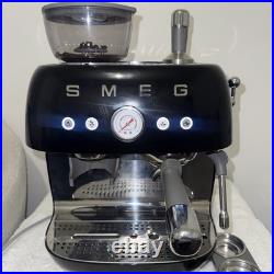 Smeg Espresso Coffee Machine with Grinder, EGF03BLUK, Stainless Steel in Black