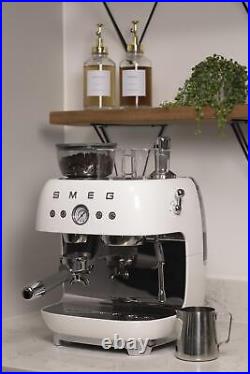 Smeg Espresso Coffee Machine with Grinder, EGF03WHUK, White