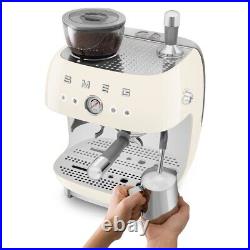 Smeg Espresso Coffee Machine with Grinder, Stainless Steel, Cream EGF03CRUK