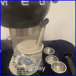 Smeg Manual Espresso Coffee Machine 1-Litre Black Retro Style