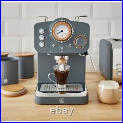 Swan 1100W Nordic Espresso Coffee Machine 15 bar Grey