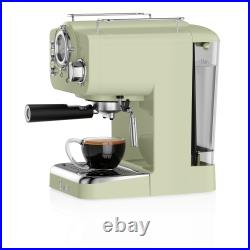Swan Espresso Coffee Machine Nordic & Retro 15 Bar 1.2L Milk Frother 1100W