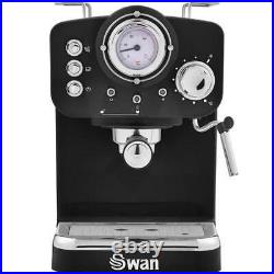 Swan Espresso Coffee Machine, Retro Pump, Black, ESE Pods Or Ground SK22110BN
