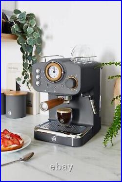 Swan Nordic Grey Pump Espresso Coffee Machine with Milk Frother SK22110GRYN
