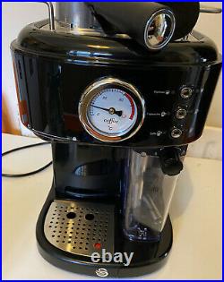 Swan Retro Espresso Coffee Machine Barista Style Latte Cappuccino 15 Bars Black