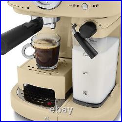 Swan Retro One Touch Espresso Coffee Machine 15bars, Milk Frothing Steamer-Cream