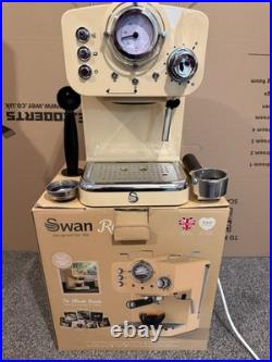 Swan Retro Pump 1 1kW Espresso Coffee Machine 1.2L Cream (SK22110CN)