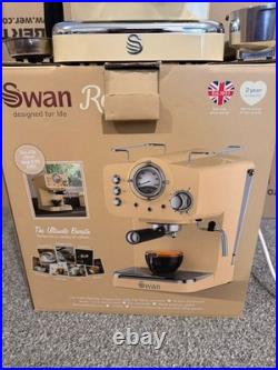 Swan Retro Pump 1 1kW Espresso Coffee Machine 1.2L Cream (SK22110CN)