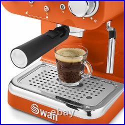 Swan Retro Pump Espresso Coffee Machine 15 Bar Pressure 1.2L Milk Frother 1100W