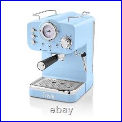 Swan Retro Pump Espresso Coffee Machine Blue SK22110BLN Pods & Ground Coffee