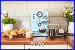 Swan Retro Pump Espresso Coffee Machine Blue SK22110BLN Pods & Ground Coffee