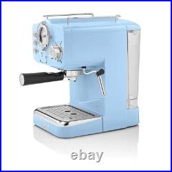 Swan Retro Pump Espresso Coffee Machine Blue SK22110BLN Pods & Ground Coffee