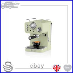 Swan Retro Pump Espresso Coffee Machine Green 1.2L SK22110GN 15 Bar Pressure