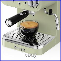 Swan Retro Pump Espresso Coffee Machine Green 1.2L SK22110GN 15 Bar Pressure