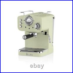 Swan Retro Pump Espresso Coffee Machine Green SK22110GN Pods & Ground Coffee