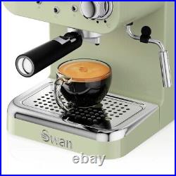 Swan Retro Pump Espresso Coffee Machine Green SK22110GN Pods & Ground Coffee