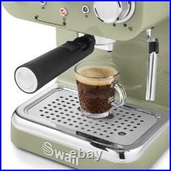 Swan Retro Pump Espresso Coffee Machine Green SK22110GN Pods & Ground Coffee