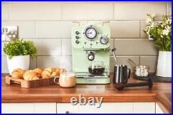 Swan Retro Pump Espresso Coffee Machine Green SK22110GN Pods & Ground Coffee