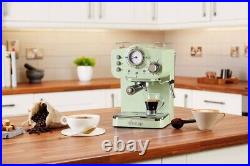 Swan Retro Pump Espresso Coffee Machine Green SK22110GN Pods & Ground Coffee