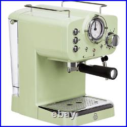 Swan Retro Pump Espresso Coffee Maker Machine 15 Bars Green Barista Latte Mocha