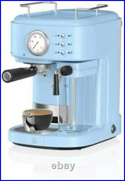 Swan Retro Semi-Automatic Espresso Coffee Machine 1.7L 20 Bars In Blue