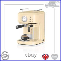 Swan Retro Semi-Automatic Espresso Coffee Machine 1.7L 20 Bars o/Pressure Chrome