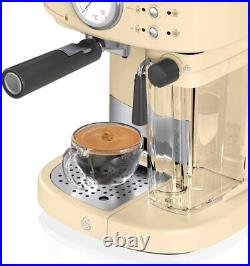 Swan Retro Semi-Automatic Espresso Coffee Machine 1.7L 20 Bars o/Pressure Chrome