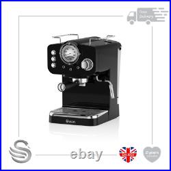 Swan SK22110BN Retro Pump Espresso Coffee Machine Black 15 Bar Pressure 1.2L