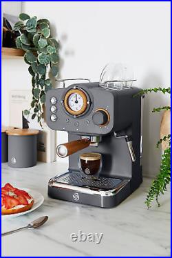 Swan SK22110GRYN Nordic Espresso Coffee Machine with Milk Frother, Steam Pressur