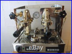 Traditional Commercial Coffee Espresso Machine Izzo Myway Gold Plated Real Wood