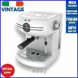 Vintage Traditional Pump Espresso Coffee Machine Manual Cappuccino Latte White