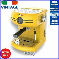 Vintage Traditional Pump Espresso Coffee Machine Manual Cappuccino Latte Yellow