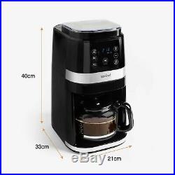 VonShef Bean To Cup Filter Coffee Machine Maker Burr Grinder 1.5L 12 Cups